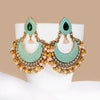 Zenat Retro Green Carved Pearl Tassel Jhumka