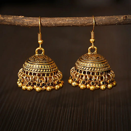 Zenat Silver Color Jhumka Earrings