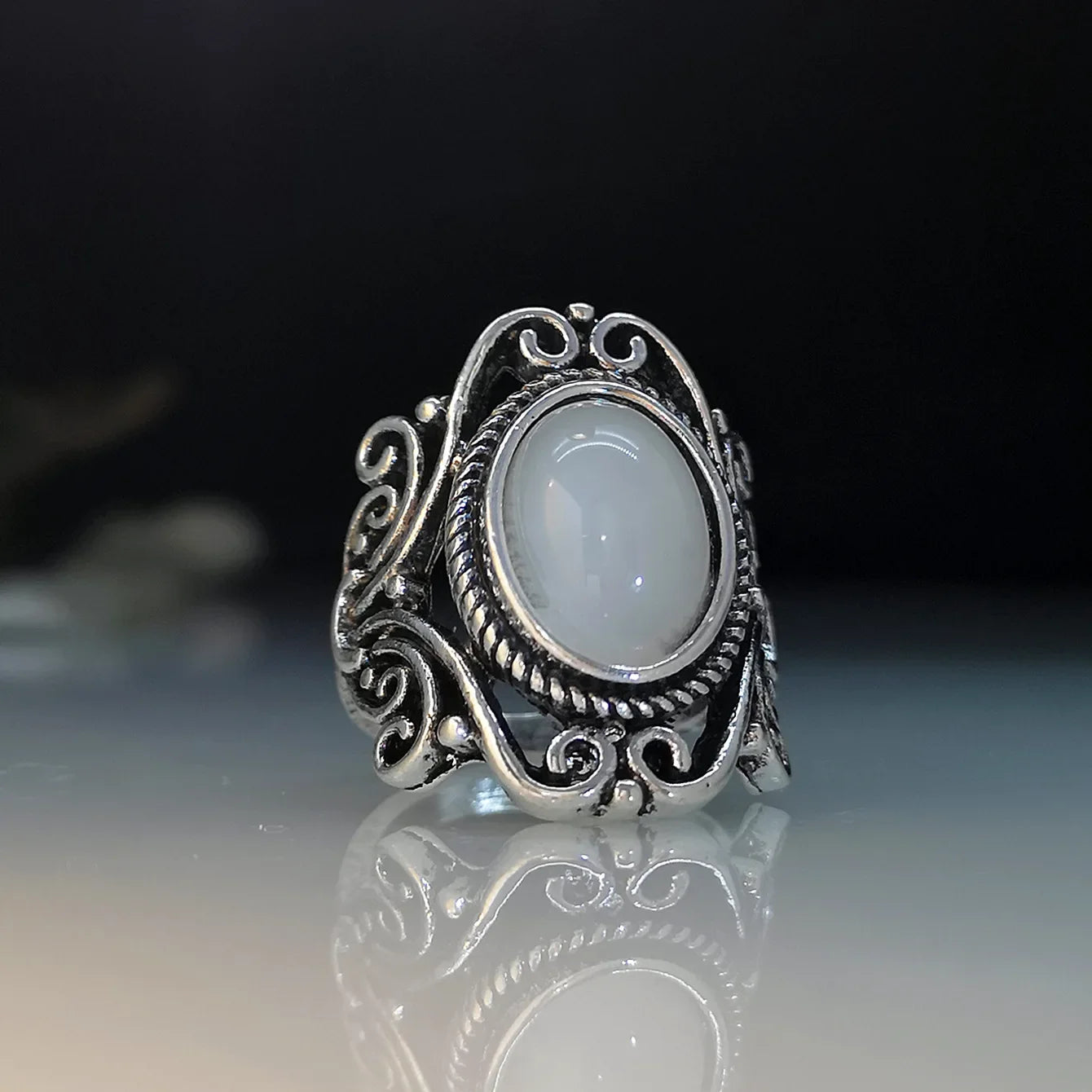 Zenat Victorian Women’s Faux Turquoise Carved Ring