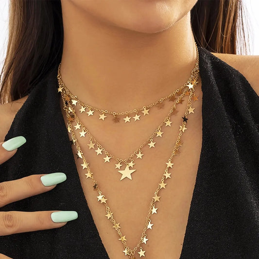 Zenat 3Pcs/Set Sexy Goth Star Tassel Long Pendant