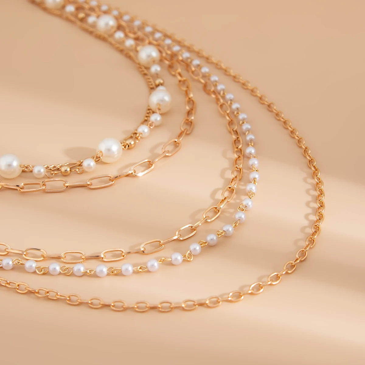 Zenat multi-layered Slender Pearl Round Necklace