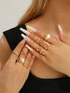 Zenat 12-Piece Metallic Smooth Rings for Women