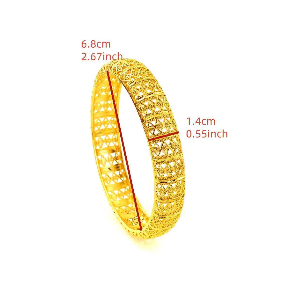 24K gold plated Bangles Hollowed out Style For Women Adjustable