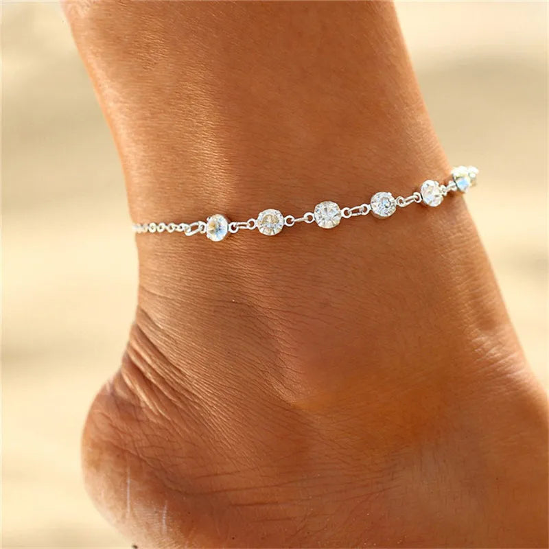 Zenat Rhinestone Chain Anklet for Women