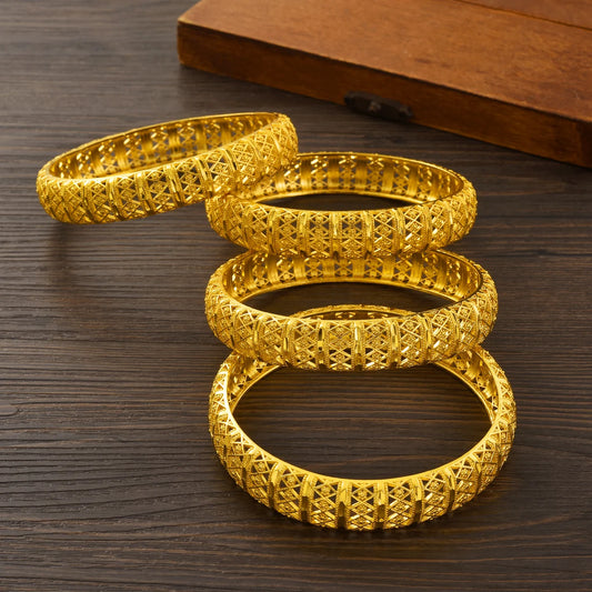 24K gold plated Bangles Hollowed out Style For Women Adjustable