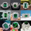 Zenat Green Oval Crystal Party Women's Ring