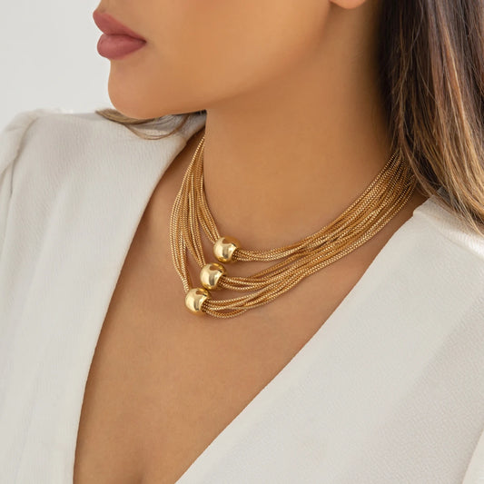 Zenat Multi Layered Big Ball Necklace For Women