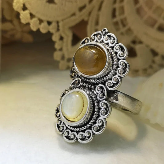 Zenat Victorian Women’s Faux Turquoise Carved Ring