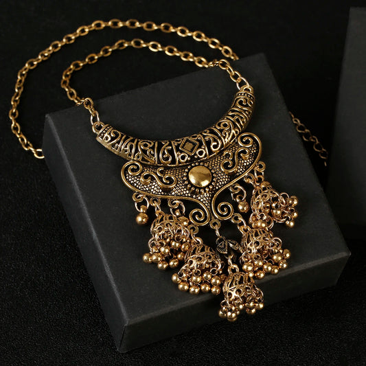 Zenat Luxury Retro Ethnic Carved Jhumka Set