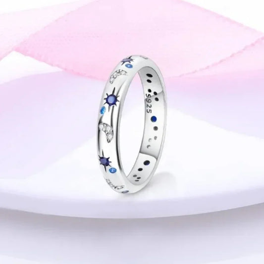 Zenat Celestial Blue Moon Sun Crystal Ring