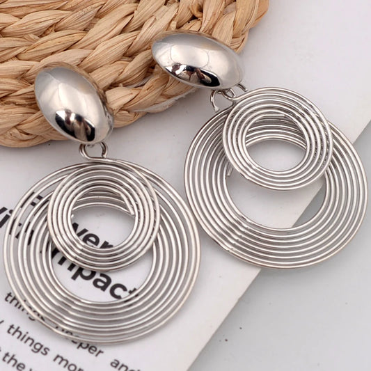 Zenat Big Round Statement Earrings – Gold & Silver