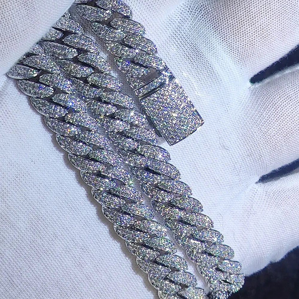 10mm Diamond Cuban Link Chain White Gold/18K Gold Plated Bling 5A+ CZ Necklace Rapper Hip Hop Luxury Jewelry for Men and Women