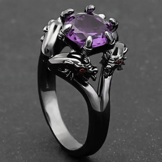 Zenat Purple Cubic Zirconia Square Crystal Ring