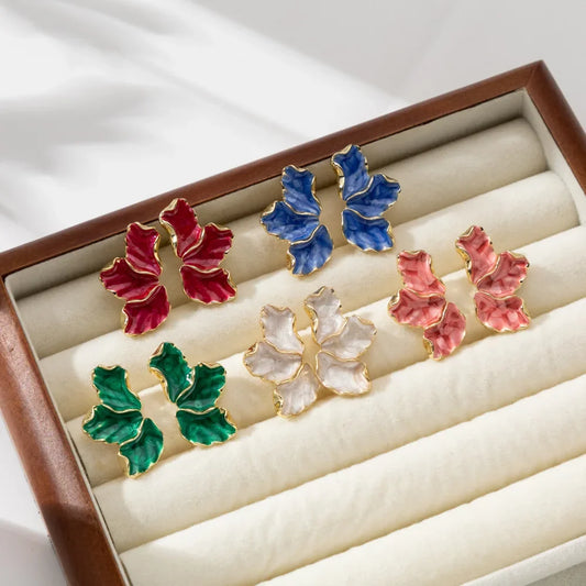 Zenat Metal Flower Statement Stud Earrings for Women