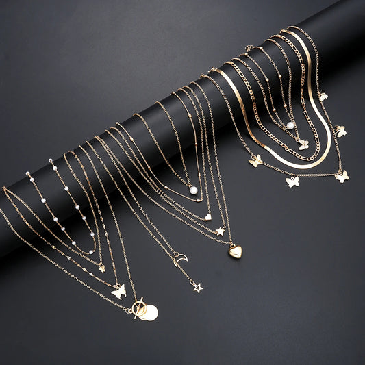 Zenat Stackable Butterfly Heart Star Pearl Moon Pendant