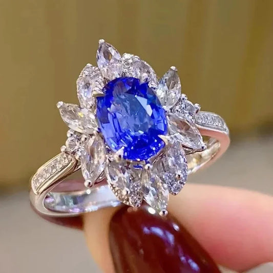 Zenat Blue Cube Zircon Elegant Ring
