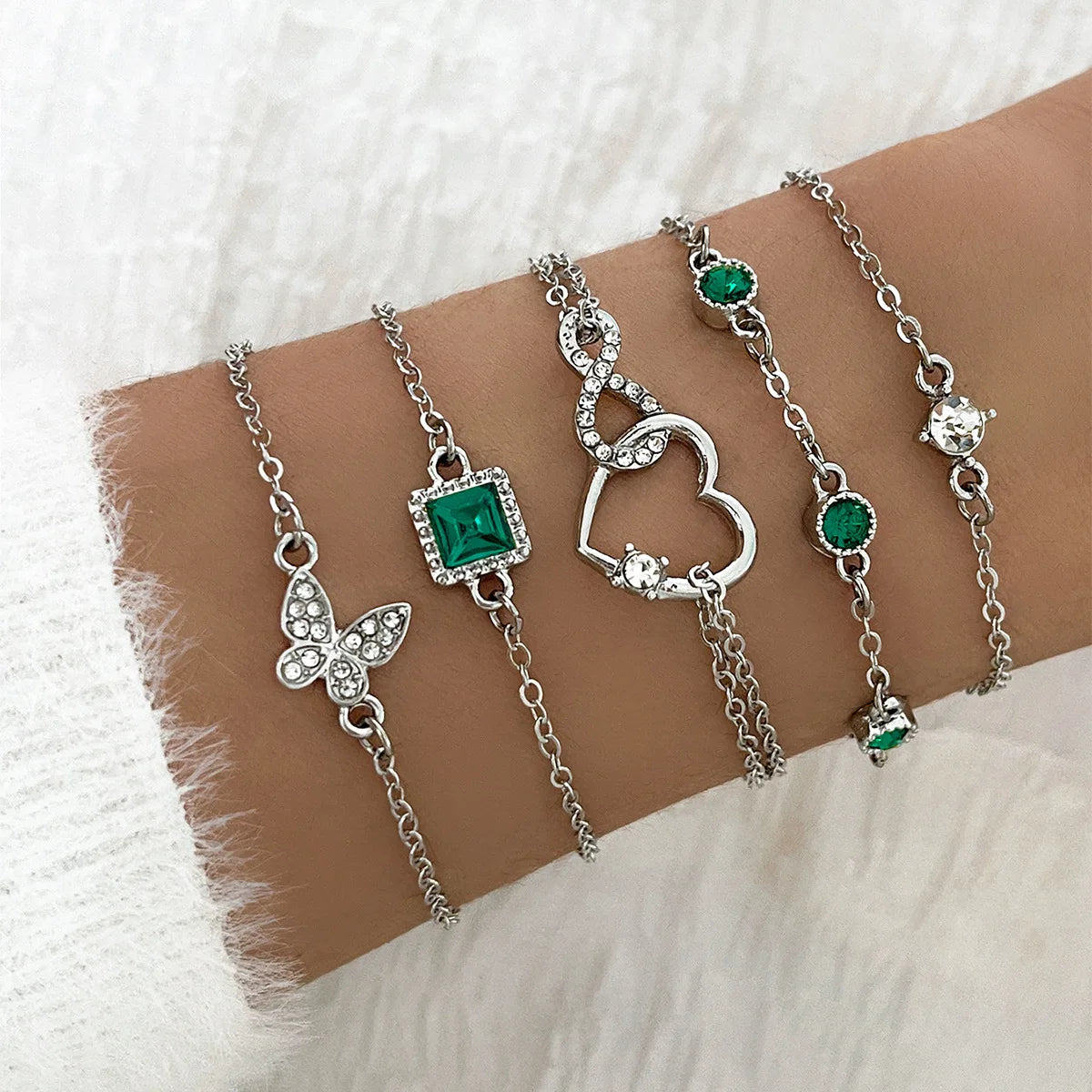 Zenat 5 Pieces/Set Of Rhinestone Butterfly Bracelet