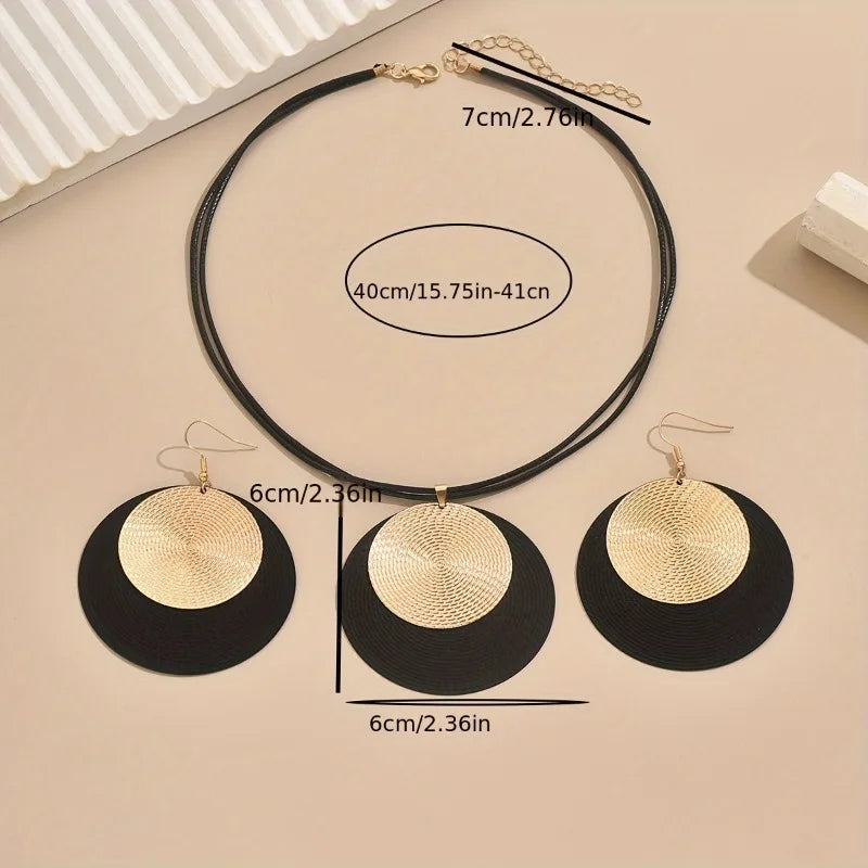 Zenat 3PC Earrings & Necklace Set – Geometric Jewelry