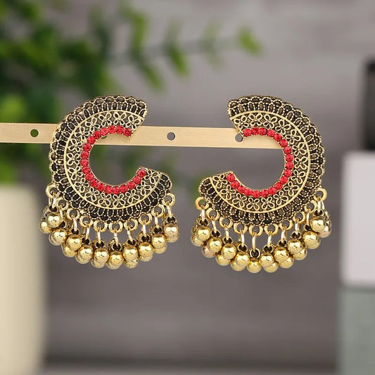 Zenat Colorful CZ Tassel Semicircle Jhumka
