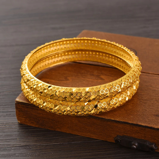 Bangrui 24K Dubai Gold Color Bangles Free Size