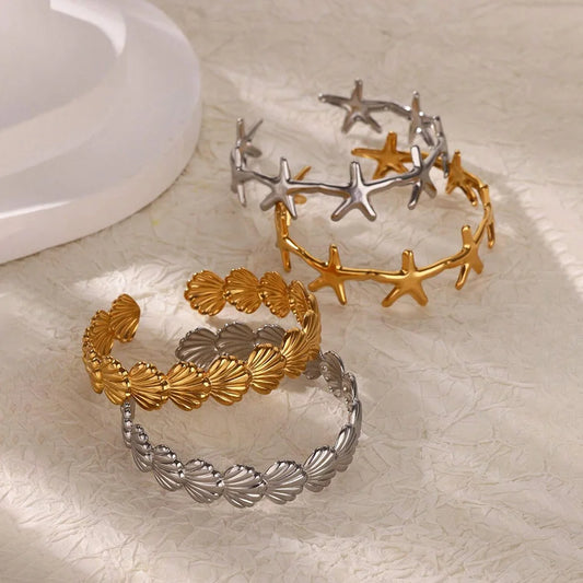 Shell Starfish 316L Stainless Steel Bangles for Women