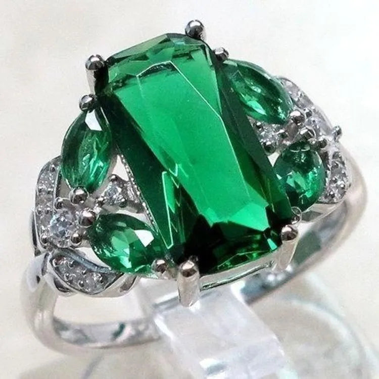 Zenat Oval Crystal Wedding Engagement Ring