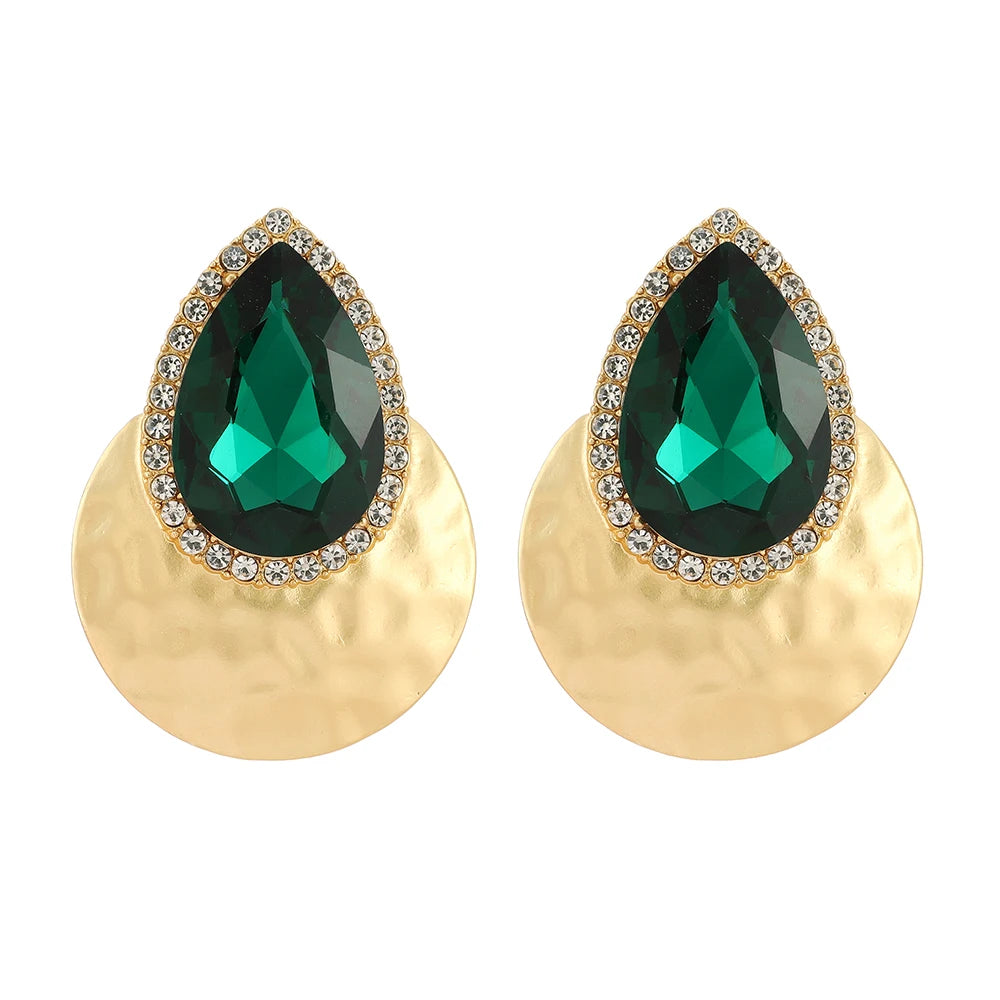Zenat Big Round Metal Stud Earrings – Elegant Statement