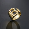 Zenat Letter Adjustable Stainless Steel Ring