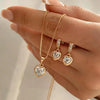 Zenat 3 Pcs Heart Pendant Jewelry Set Of Earring Pendant Necklace