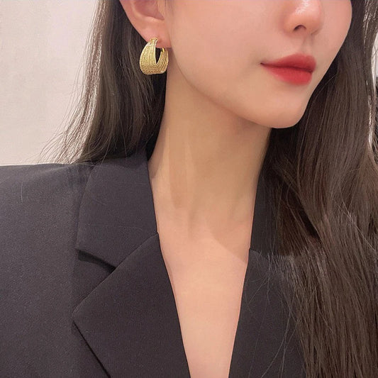 Zenat Big Hoop Earrings – Geometric Layered Luxury Drop
