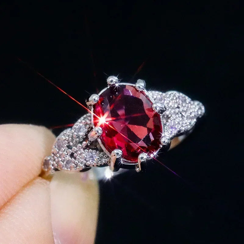 Zenat American Red Cubic Zirconia Ring