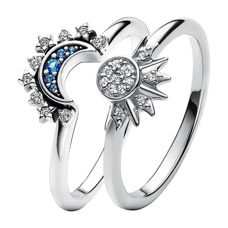 Zenat Celestial Blue Moon Sun Crystal Ring