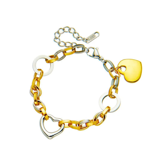 Pulsera Stainless Steel Heart Charm Bracelet for Women