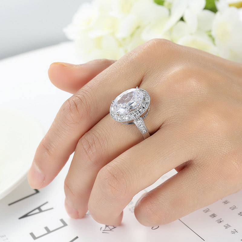 AliExpress Hot Explosions Gorgeous Women's Garnet Red Ring Oversized Zircon Fashion Party Banquet First Accessories