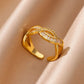Zenat Zircon Heart Gold Adjustable Ring