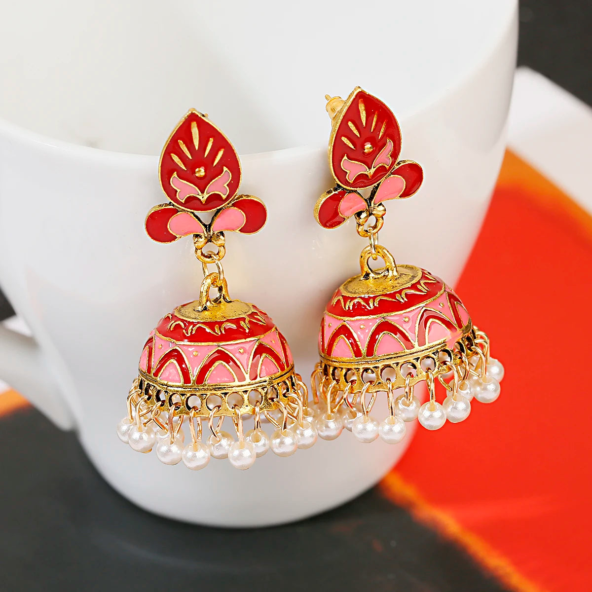 Zenat Trendy Indian Jhumka Charm Stud Earrings