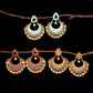 Zenat Retro Green Carved Pearl Tassel Jhumka