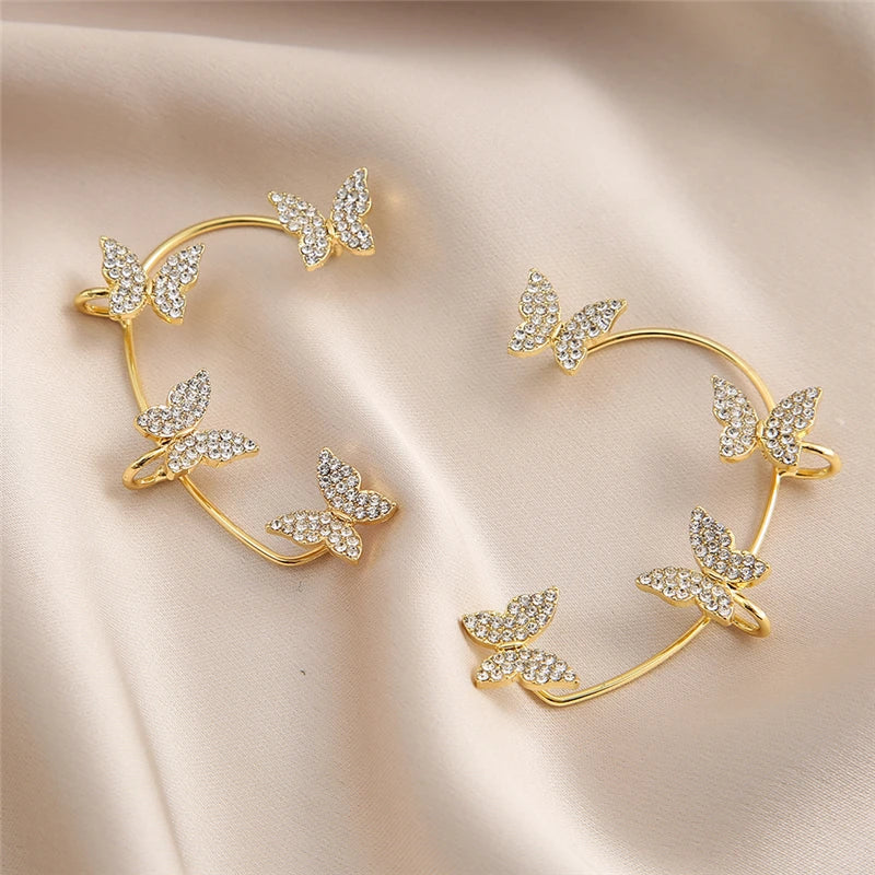 Zenat Silver Leaf Butterfly Clip Earrings – Non-Pierced Sparkle