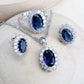 Zenat Blue Zirconia Silver 925 Women Bridal  Necklace Set
