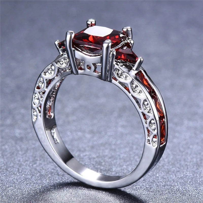 Zenat Princess Square Cut Red Stone