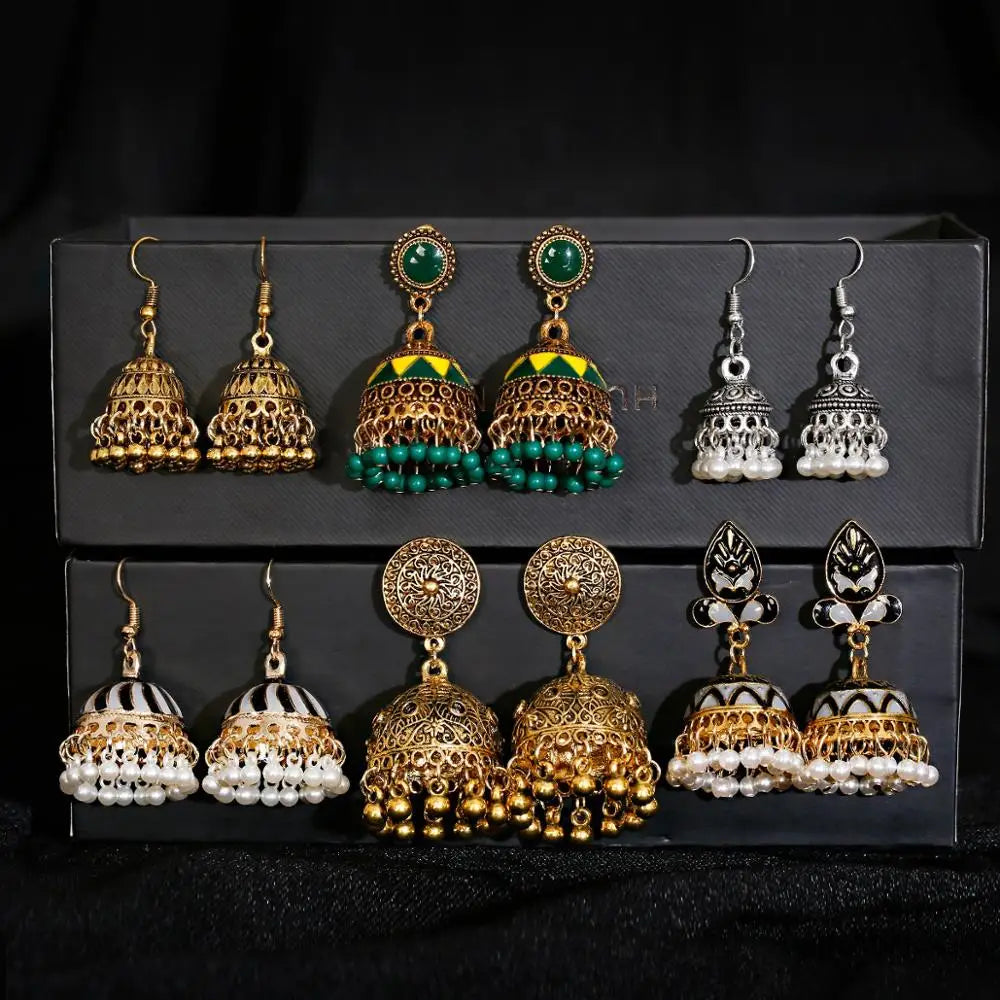 Zenat Trendy Indian Jhumka Charm Stud Earrings