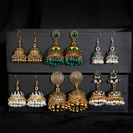Zenat Trendy Indian Jhumka Charm Stud Earrings