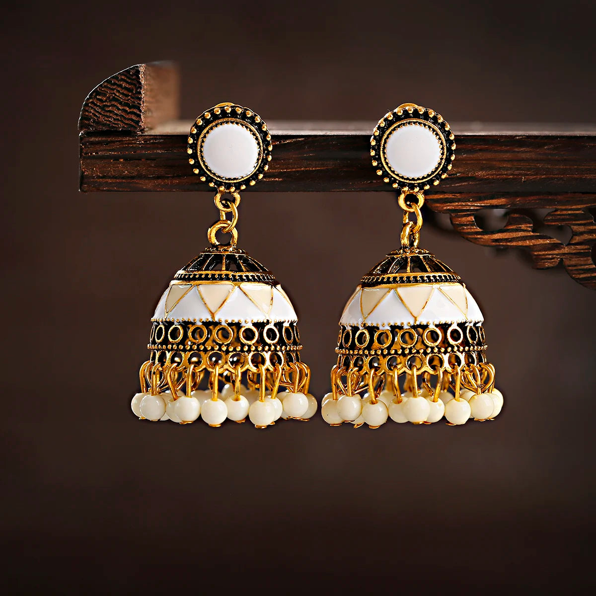 Zenat Trendy Indian Jhumka Charm Stud Earrings
