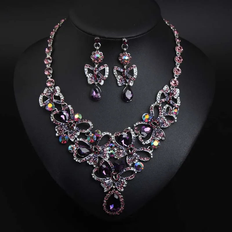 Zenat Butterfly Necklace Earrings Set