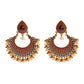 Zenat Retro Green Carved Pearl Tassel Jhumka