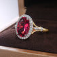 Zenat Huitan Big Oval Rose Red CZ Ring