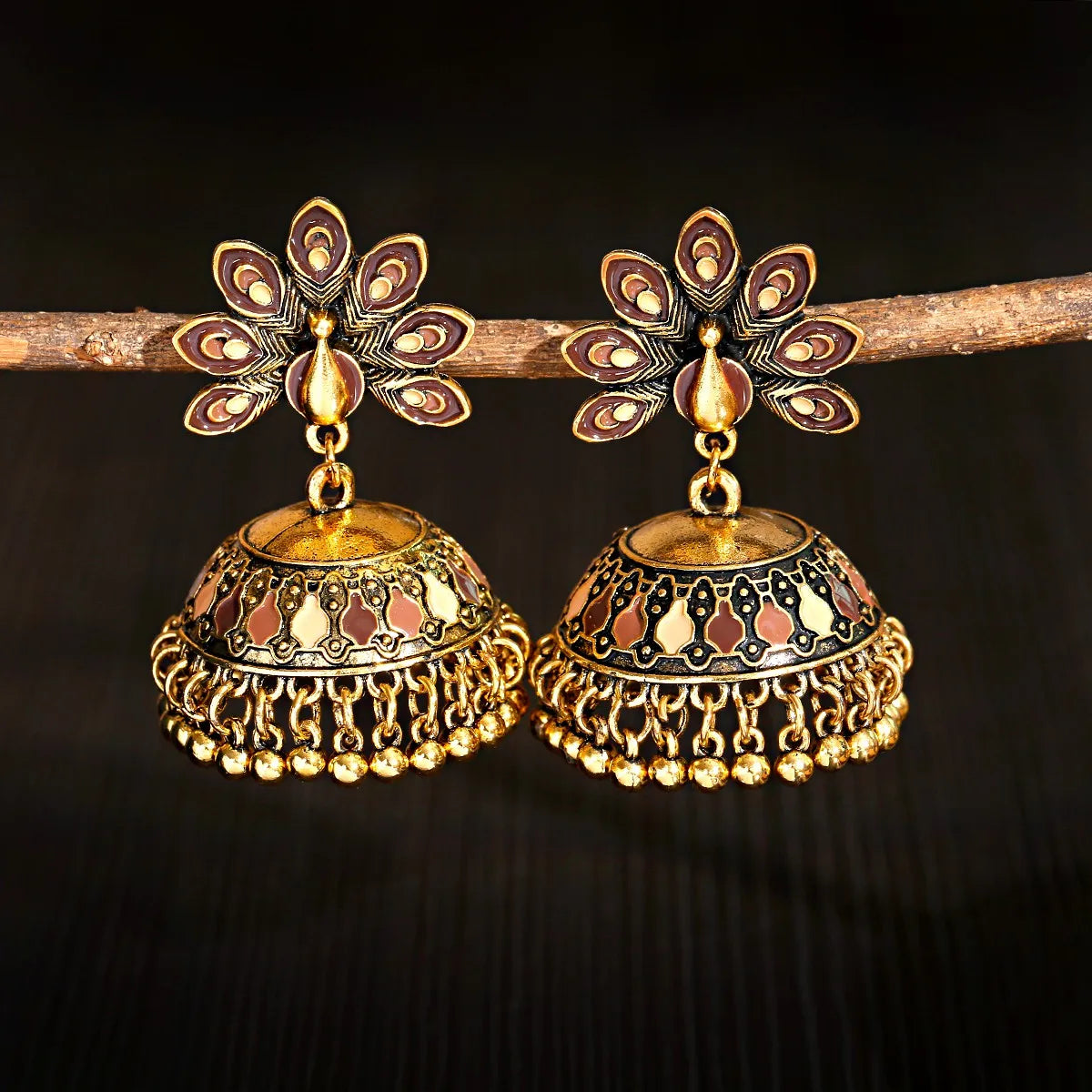 Zenat Trendy Indian Jhumka Charm Stud Earrings
