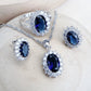Zenat Blue Zirconia Silver 925 Women Bridal  Necklace Set