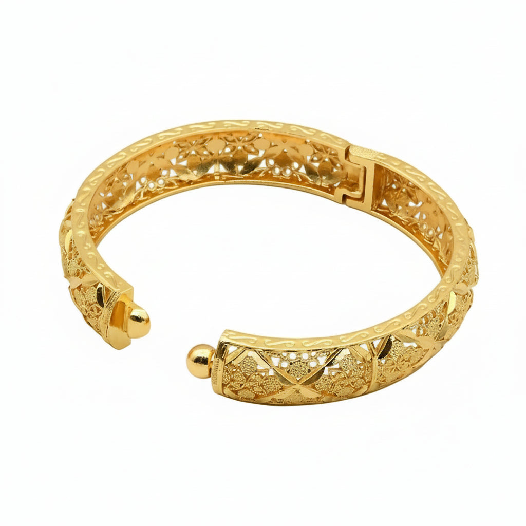 24K Gold Color Charm Bangles Adjustable