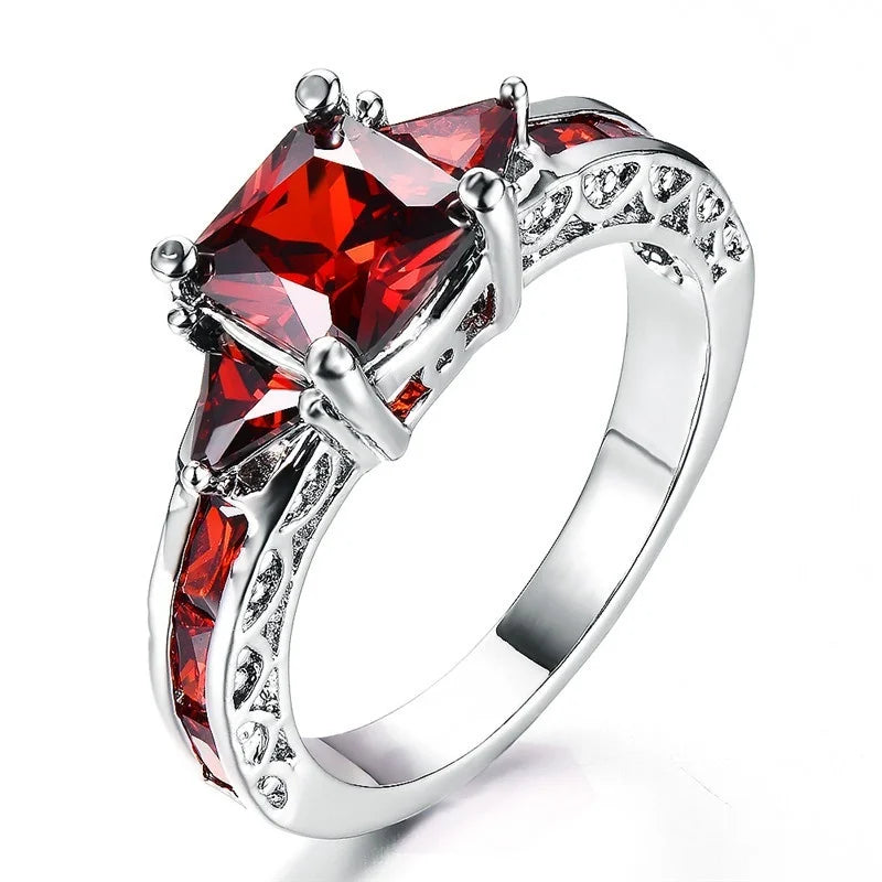 Zenat Princess Square Cut Red Stone